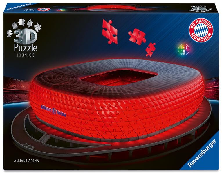 (-41%) Ravensburger 3D Puzzle Iconics: Allianz Arena mit Licht - Puzzle ab 8 Jahre