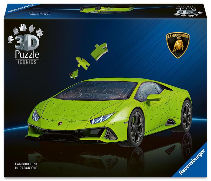 Ravensburger 3D Puzzle Iconics: 12008037 Lamborghini Huracán EVO - Een sportwagenicoon als gedetailleerde modelauto op een schaal van 1:18