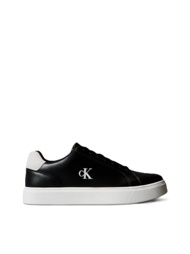 (-44%) Calvin Klein Herren Cupsole Sneaker Classic Laceup aus Leder, Schwarz (Black/Bright White), 45