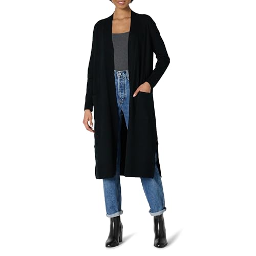 Amazon Essentials Women's Regular Fit Lightweight Duster Length Cardigan Sweater, Black, XX-Large