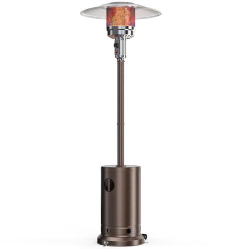 Sweetcrispy 48,000 BTU Propane Patio Heater with Wheels, Patio Heater Deck Porch for Outdoor Use in Camping, Backyards, and Commercial, Double Layer Stainless Steel Burner