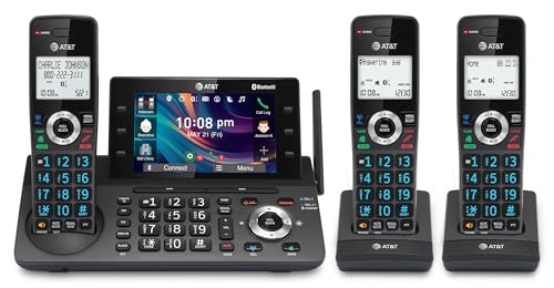 AT&T 3-Handset DECT 6.0 Cordless Home and Business Phone with Answering Machine, 5" Color Display, One-Touch Shortcut, Conference, Intercom, Smart Call Blocker, Bluetooth Connect to Cell: DLP73390