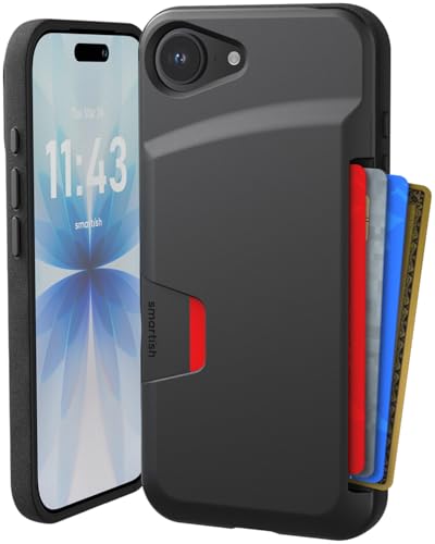 Smartish® iPhone 16e Wallet Case - Wallet Slayer Vol. 1 [Slim + Protective] Credit Card Holder - Drop Tested Hidden Flip Card Slot Cover Compatible w/Apple iPhone 16e 2025 - Black Tie Affair