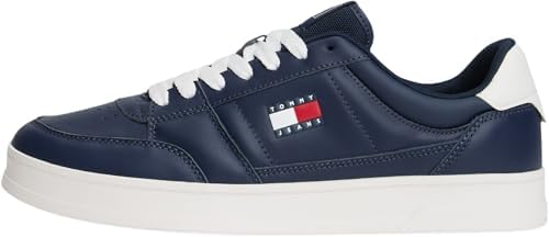 🔥 SELTEN SO GÜNSTIG (-68%) TOMMY JEANS Herren Cupsole Sneaker The Greenwich New aus Leder, Blau (Dark Night Navy), 41
