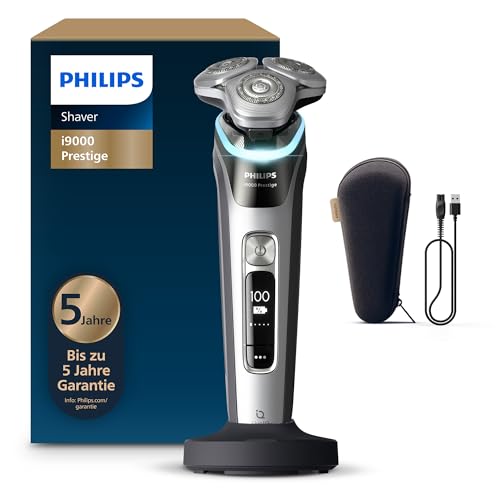 (-46%) Philips Rasierer i9000 Prestige, elektrischer Nass- und Trockenrasierer für Herren mit integriertem Trimmer, dunkelgrau-silber, Drucksensor, Ladestation und Reiseetui (Modell XP9204/10)