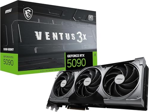 MSI NVIDIA GeForce RTX 5090 32G Ventus 3X OC Gaming Graphics Card GDDR7 512-bit, Boost Frequency up to 2452 MHz, PCIe Gen 5