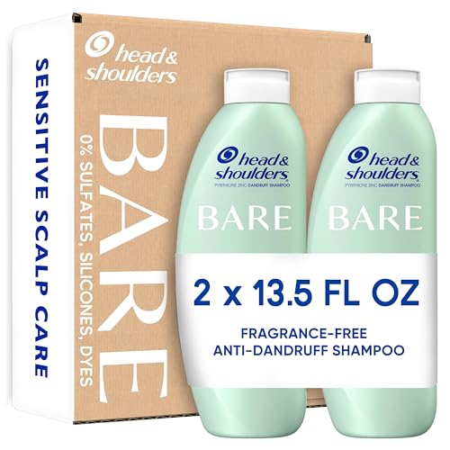 Head & Shoulders BARE Dandruff Shampoo Twin Pack, Fragrance-Free, Sensitive Scalp Care, Sulfate-Free, Silicone-Free, Dye-Free, Eco-Friendly Bottles, Safe for All Hair Types, 13.5 Fl Oz Each (Set of 2)