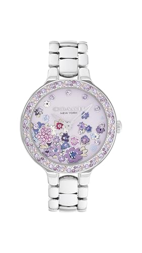 Coach Chelsea Women's 2H Quartz Watch - 36mm Stainless Steel Bracelet - Crystal-Set Bezel with Floral Design - Premium Fashion Timepiece - Gift for Her