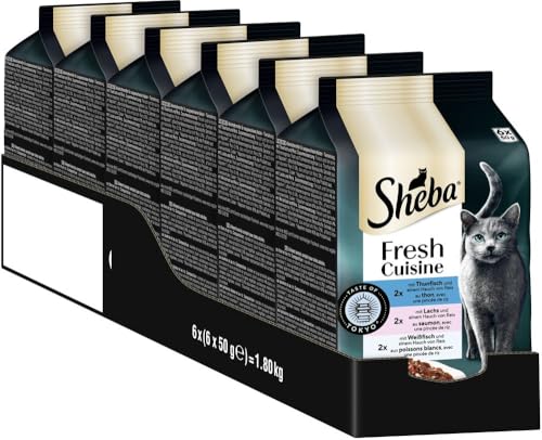 (-38%) Sheba Portionsbeutel Katzennassfutter Multipack Fresh Cuisine Taste of Tokyo mit Thunfisch und Lachs MSC, 6x6x50g - Exquisites Katzenfutter mit Thunfisch und Lachs