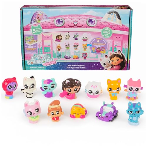 Gabby's Dollhouse: The Movie, 15-Piece Mini Movie Figures Set with 12 Figurines & 3 Themed Display Bases, Kids Toys for Girls & Boys Ages 3 and Up
