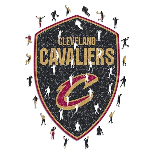 Iconic Puzzles - Cleveland Cavaliers, Logo, Wooden Puzzle officially licensed NBA, 100% sustainable, size M, 270 Pcs