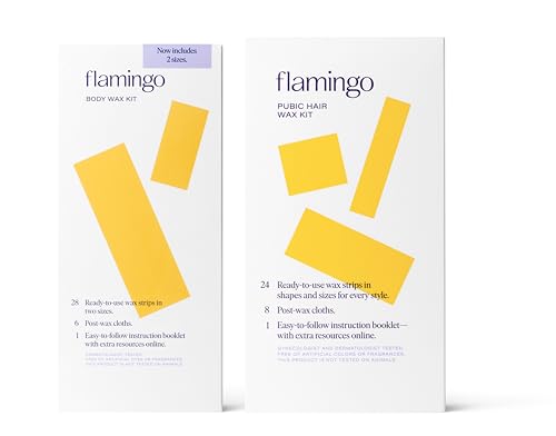 Flamingo Wax Kit- Body & Bikini- 52 Wax Strips, 14 Post-Wax Cloths