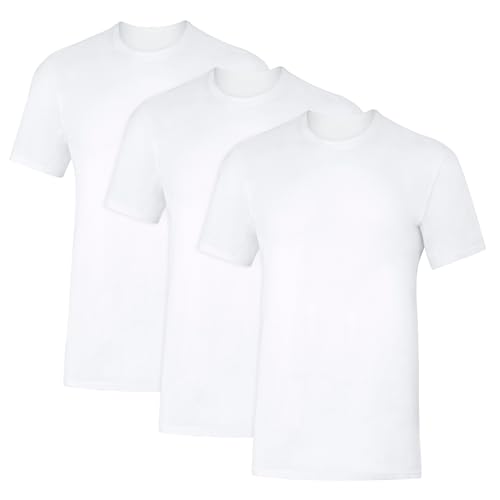 Hanes Men's Undershirt, Underarm Sweat Blocking Tee, White Crewneck T-Shirt, 3-Pack