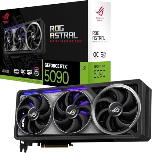 ASUS ROG Astral GeForce RTX 5090 32 GB GDDR7 OC Edition Placa de vídeo para jogos (Nvidia GeForce RTX5090, quatro ventiladores, design de 3.8 slots, PCIe 5.0, 2X HDMI 2.1b, 3X Disp