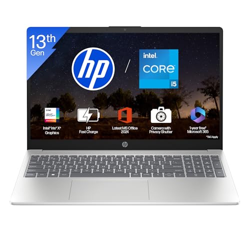 HP 15, 13th Gen Intel Core i5-1334U (16GB DDR4,512GB SSD) FHD, Anti-Glare,Micro-Edge, 15.6''/39.6cm, Win11, M365(1yr)* Office24, Silver,1.59kg, fd0467