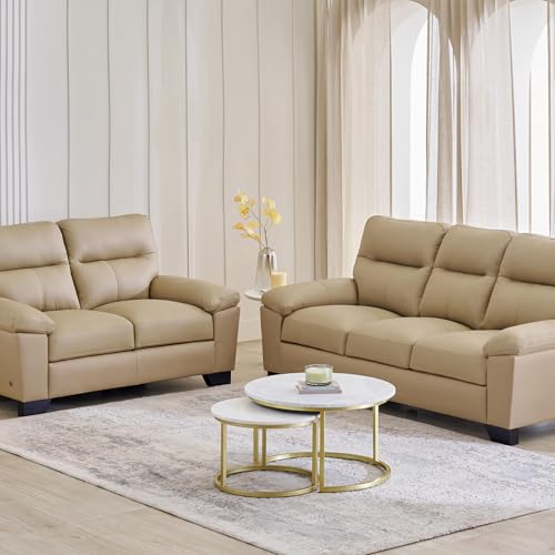 Winchester | Half Leather|Solid Wood | Sofa Sets | Beige | Sofa Set 3+2 | 1 Year Warranty