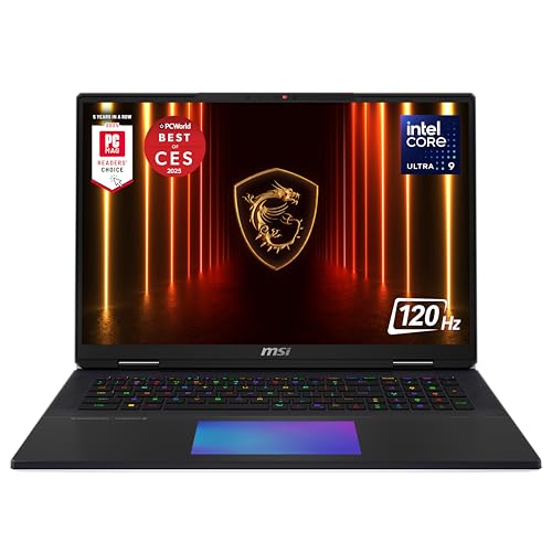 MSI Titan 18 HX AI 18" 120Hz MiniLED UHD+ Gaming Laptop: Intel Ultra 9-285HX, NVIDIA Geforce RTX 5090, 96GB DDR5, 6TB NVMe SSD, Thunderbolt 5, Wi-Fi 7, Win 11 Pro: Black A2XWJG-016US