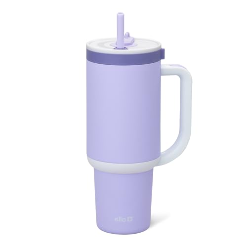 Ello Oasis 40 oz Tumbler with Handle & Retracting Straw | Reusable Insulated Stainless Steel Cup 100% Leakproof, Gifts for Teens Women Men | Keeps cold for 20 Hours, Cup Holder Friendly, Twilight