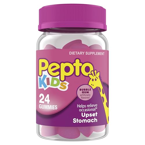 Pepto Kids Gummies, Helps Relieve Occasional Upset Stomach, Acid Indigestion, Sour Stomach and Heartburn, 24 Gummies