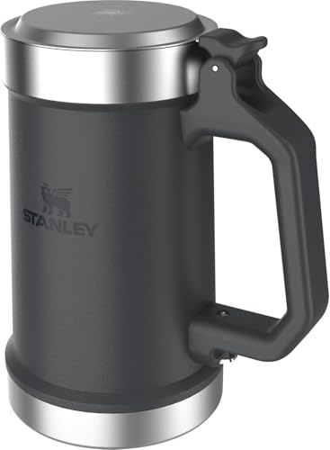 Stanley Classic Bottle Opener Beer Stein 24 oz | Flip Up Lid and Heavy Duty Handle with Built In Bottle Opener | Insulated Stainless Steel Beer Mug | BPA-Free | Black 2.0
