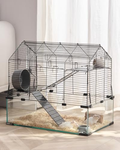 VEVOR Hamster Cage, 360° Viewing Transparent Hamster Habitats, Small Animal Cage, 22.8 x 15 x 21.3 in, Ventilated Pet Mouse Cages with Water Bottle, Portable Hamster House for Rats, Guinea Pigs