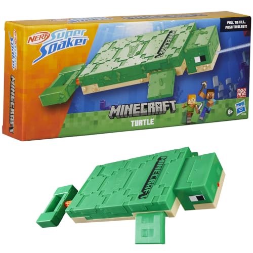 Nerf Super Soaker Minecraft Turtle Water Blaster | Pull Back Plunger Handle | Easy to Use | Minecraft Toys |Pichkari for Outdoor Water Games | Branded