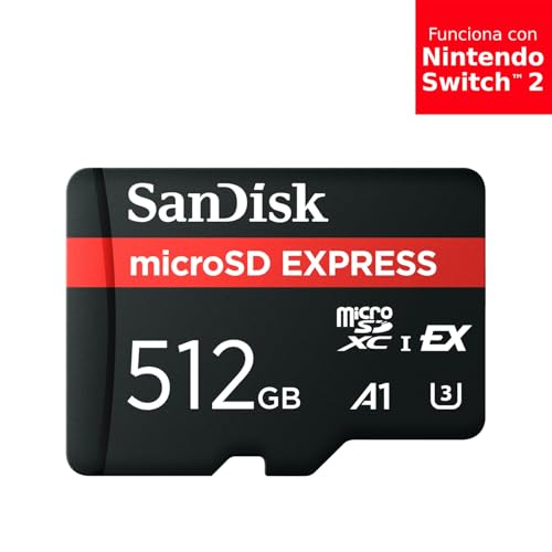 SanDisk 512GB microSD Express microSD Card - Up to 880MB/s Read, Up to 650MB/s Write, 220MB/s Sustained Write, U3, C10 - SDSQXFN-512G-GN4NN