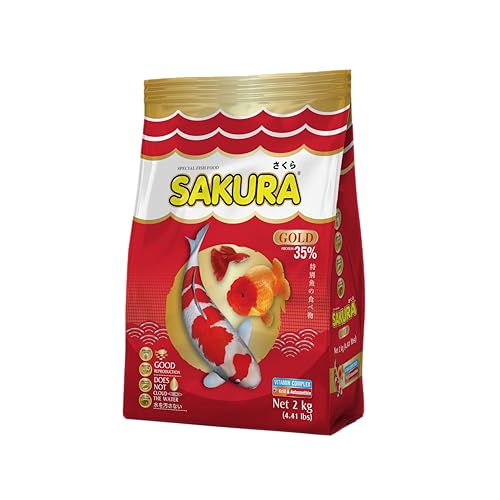 Sakura Gold Super Premium Fish Food with Vitamin Complexes + Krill & Astaxanthin in Large 7mm Pellet 2Kg