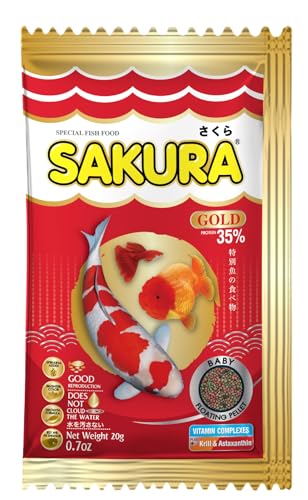 Sakura Gold Super Premium Fish Food with Vitamin Complexes + Krill & Astaxanthin in Micro 1mm Pellet 20gm