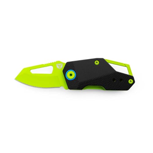 TRUE Berm Keychain Knife | EDC, Everyday Carry, Compact, Versatile, Flipper, Carabiner, Reversible Clip - Yellow/Black