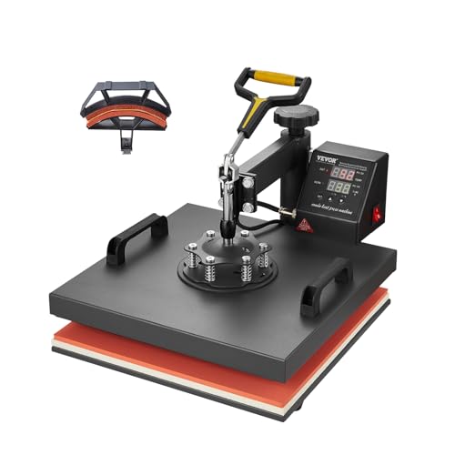 VEVOR 2 in 1 Heat Press Machine for T Shirts and Hats, 15x15 Inch Professional Swing Away Digital Tshirt Press Machine for Sublimation, Vinyl, Heat Transfer Projects
