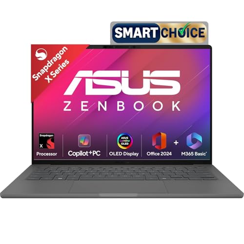 ASUS Zenbook A14 OLED (2025),Smartchoice,Qualcomm Snapdragon X,Copilot+PC,0.9kg Light-Weight,14"(35 cm),32hrs Battery Life*,16GB,512GB,Win 11,MSO 2024