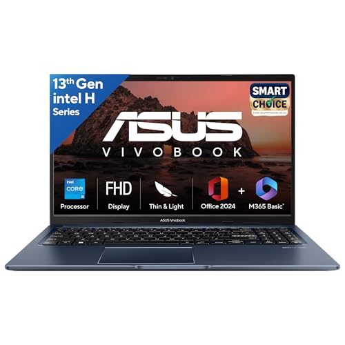 ASUS Vivobook 15, Smartchoice,Intel Core i5 13th Gen 13420H,16GB RAM, 512GB SSD, FHD 15.6",Windows 11, Office Home 2024, Quiet Blue, 1.70 kg, X1502VA-