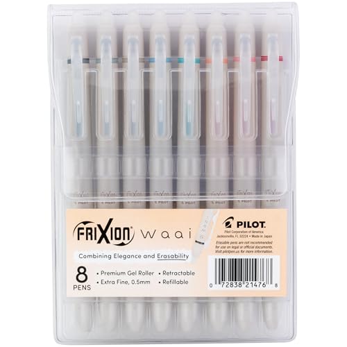 PILOT, FriXion Waai Erasable Gel Pens, 8 Pack Pouch, Extra Fine Point 0.5 mm, Assorted Colors