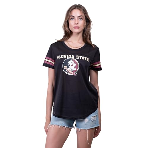 Ultra Game Women's NCAA Official Relaxed Short Sleeve T-Shirt, Florida State University, Black, Large