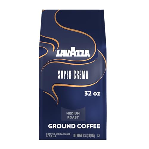 Lavazza Super Crema Ground Coffee, Medium Roast, Arabica and Robusta Blend, 32 oz Bag (Pack of 1)