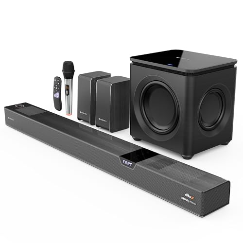ZEBRONICS 1100 Watts Powerful Soundbar, 7.2.4 Home Theatre, Wireless, Dual Satellites & Driver Subwoofer, Dual Radiators, DTS X,Dolby Atmos, Karaoke U