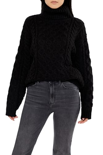 Forever 21 Women's Cable Knit Turtleneck Sweater Black X-Small