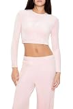Forever 21 Women's Velour Long-Sleeve Crop Top