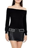 Forever 21 Women's Fitted Off-The-Shoulder Sweater Black Small