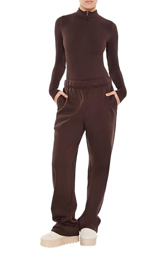 Forever 21 Women's Seamless Half-Zip Bodysuit Turkish Coffee Medium