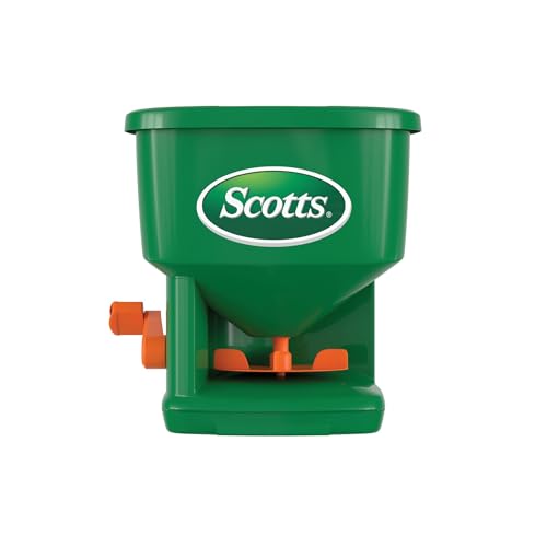 Scotts Whirl Hand-Powered Spreader for Grass Seed, Fertilizer, Salt, Ice Melt, Handheld Spreader Holds up to 1,500 sq. ft. Product