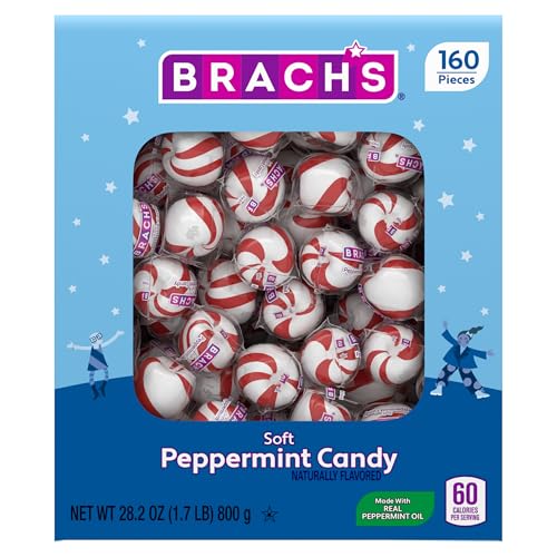 Brach's Soft Peppermint Candy, Individually Wrapped Pieces, 28.2 oz Carton (160 Pieces)