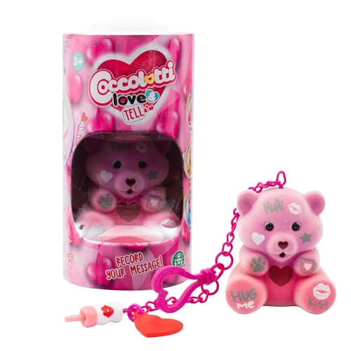 Coccolotti, Interactive Bear Love & Tell, Sound and Light Effects, Valentine Model, Records and Repeats Messages, Accessories Included, 7cm, Toy for Children Aged 3 and Up