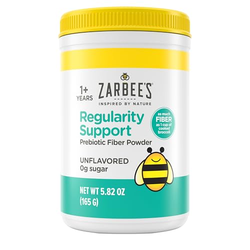 Zarbee's Children’s Regularity Support Prebiotic Fiber Powder, Flavorless, Sugar Free, Gluten-Free, Daily Fiber Supplement for Kids & Toddlers 1 to 12 Years, 5.82 oz