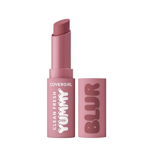 COVERGIRL Clean Fresh Yummy Blur Lipstick, Blurring Effect, Matte Lip Color, Fresh Pear Flavored, Vegan Formula - 140 In