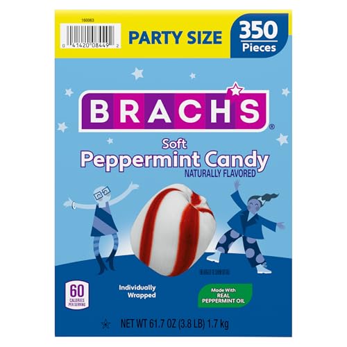 Brach's Soft Peppermint Candy, Individually Wrapped Pieces, 61.7 oz Carton (350 Pieces)
