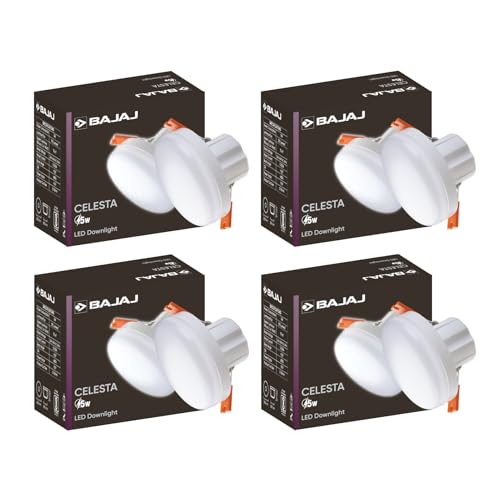 Polycarbonate Celesta LED Downlight 3-in-1 Colour | 5W LED Downlight | for Smaller Spaces | Long Life of 25000 Hours (Pack of 4)