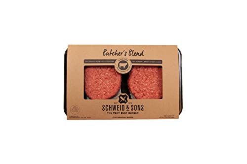 Reduced Shelf Life, Schweid and Sons, Butcher's Blend, Beef Burgers, 80% Lean/20% Fat, 1.325 lb, Pack of 4