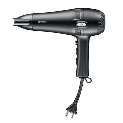 (-44%) Severin Haartrockner mit Kabeleinzug, leistungsstarker Föhn mit Kaltlufttaste, inkl. Diffusor und Düse, 3 Heiz- & 2 Leistungsstufen, 1,8m Kabel, 2.100 Watt, schwarz, HT 0165